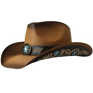 5951 Western Cowboy Hat For Women Men Wide Brim Woven Straw